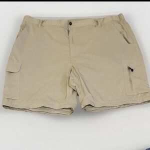 Columbia Omni-Shade Men’s 50x30L Cargo Outdoor Hiking Shorts UPF 50+ Beige